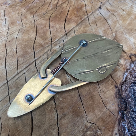 Vintage Marjorie Baer SF Brass Copper Mixed Metal Modernist Artisan Brutalist - Picture 4 of 10